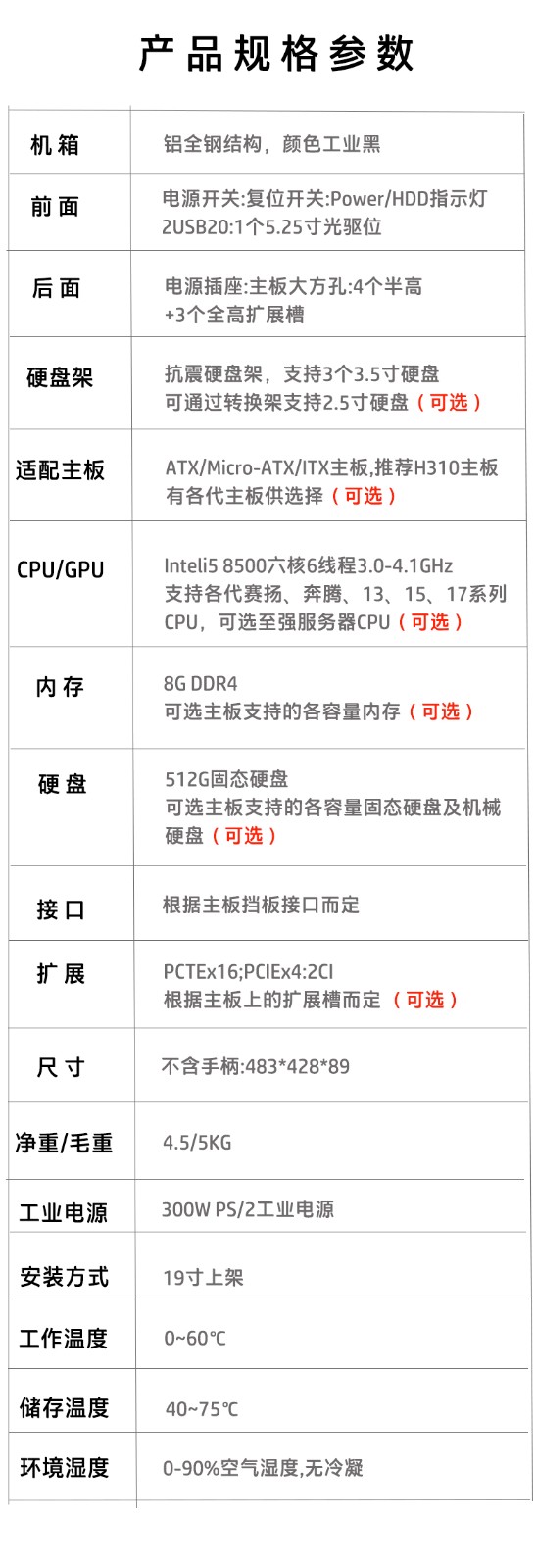 上架2U工控機IPC-8206 產(chǎn)品規(guī)格參數(shù) 