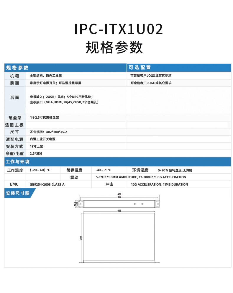 19”標準上架1U工控機箱
